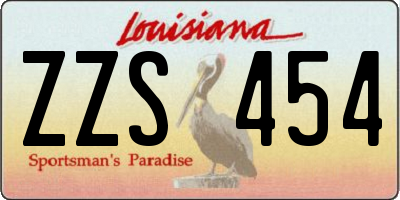 LA license plate ZZS454