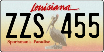 LA license plate ZZS455