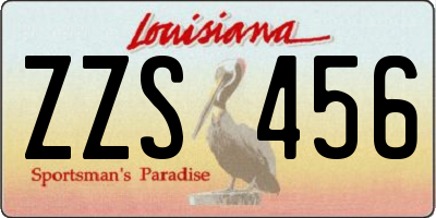 LA license plate ZZS456