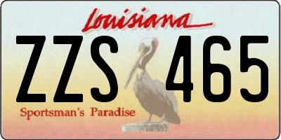 LA license plate ZZS465