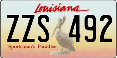 LA license plate ZZS492