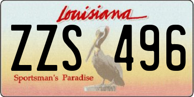 LA license plate ZZS496