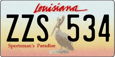 LA license plate ZZS534