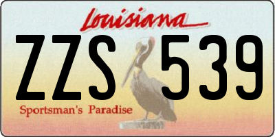 LA license plate ZZS539