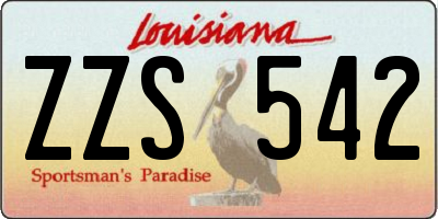 LA license plate ZZS542