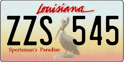 LA license plate ZZS545