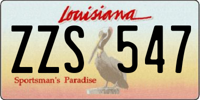 LA license plate ZZS547