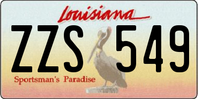 LA license plate ZZS549