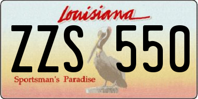 LA license plate ZZS550