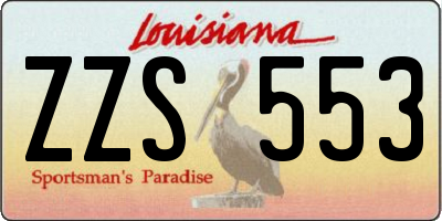 LA license plate ZZS553