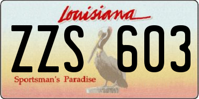 LA license plate ZZS603