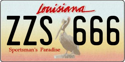 LA license plate ZZS666
