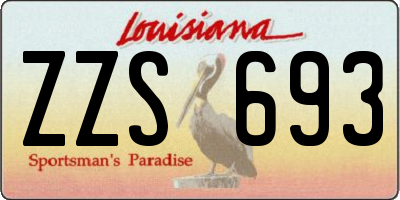 LA license plate ZZS693