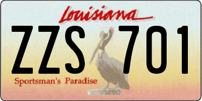 LA license plate ZZS701