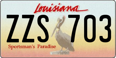 LA license plate ZZS703