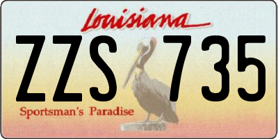 LA license plate ZZS735