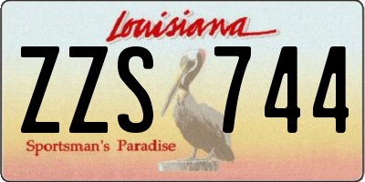 LA license plate ZZS744