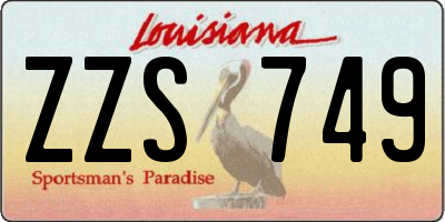 LA license plate ZZS749