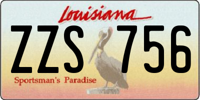 LA license plate ZZS756