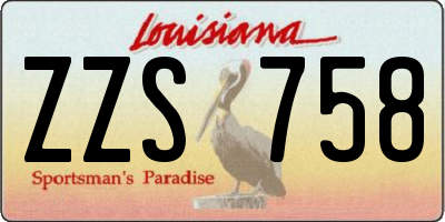 LA license plate ZZS758