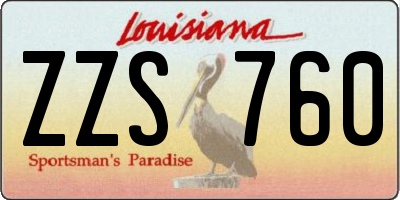 LA license plate ZZS760