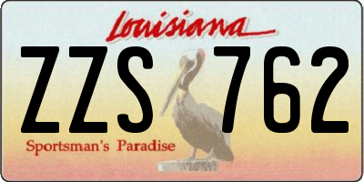 LA license plate ZZS762