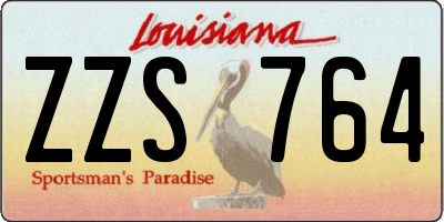 LA license plate ZZS764