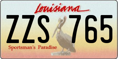 LA license plate ZZS765