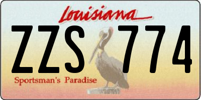 LA license plate ZZS774