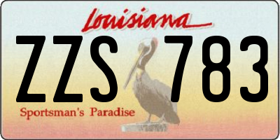 LA license plate ZZS783