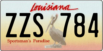 LA license plate ZZS784