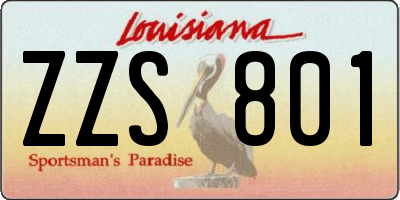 LA license plate ZZS801