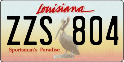 LA license plate ZZS804
