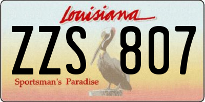 LA license plate ZZS807