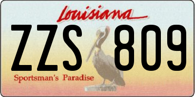 LA license plate ZZS809