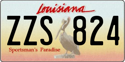 LA license plate ZZS824