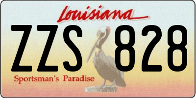 LA license plate ZZS828