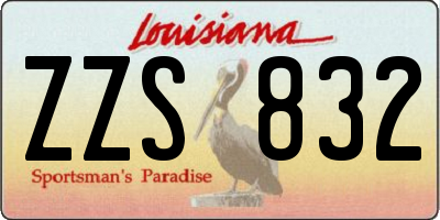 LA license plate ZZS832