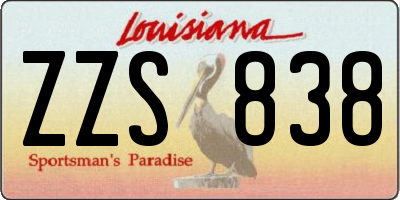 LA license plate ZZS838