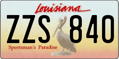 LA license plate ZZS840