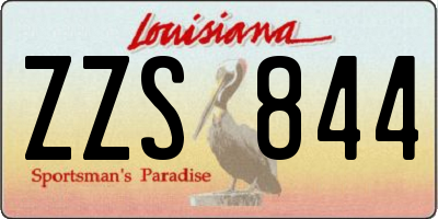 LA license plate ZZS844