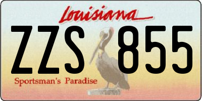 LA license plate ZZS855