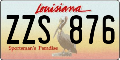 LA license plate ZZS876