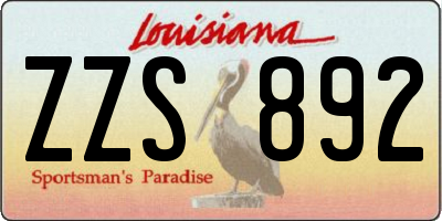 LA license plate ZZS892