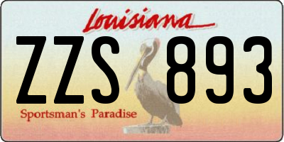 LA license plate ZZS893