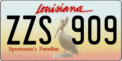 LA license plate ZZS909