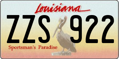LA license plate ZZS922