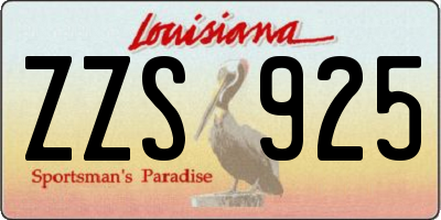 LA license plate ZZS925