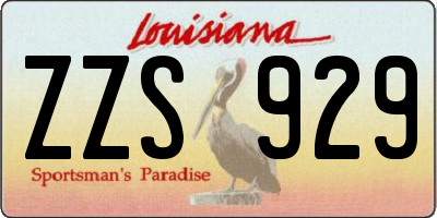 LA license plate ZZS929