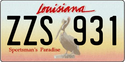 LA license plate ZZS931